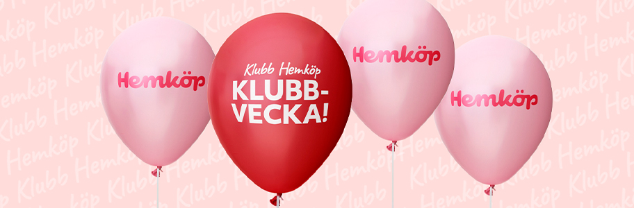 Ballonger mot en roa bakgrund varpå en av ballongerna står det "Klubbvecka!"